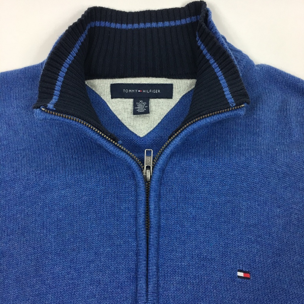 Tommy Hilfiger blue quarter zip sweater size XL